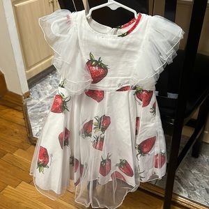 Mona Lisa strawberry dress with toile over lay